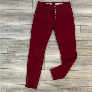 Anthropologie Pilcro red high rise skinny button fly jeans size 26